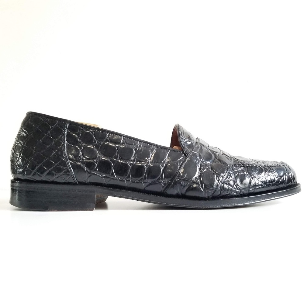 Maus & Hoffman Black Crocodile Slip Ons Loafers - Picture 2 of 8